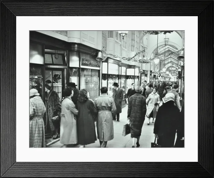 Framed Print : Burlington Arcade in Burlington Gardens, Westminster, London, 1960. Creator: Unknown Framed Print : Burlington Arcade in Burlington Gardens, Westminster, London, 1960. Creator: Unknown