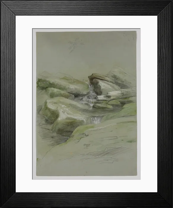 Framed Print : Waterfall and Rocks, between 1840 and 1844. Creator: Thomas Cole Framed Print : Waterfall and Rocks, between 1840 and 1844. Creator: Thomas Cole