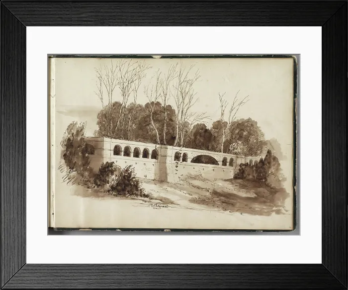 Framed Print : Landscape with Aqueduct, 1832. Creator: Thomas Cole Framed Print : Landscape with Aqueduct, 1832. Creator: Thomas Cole