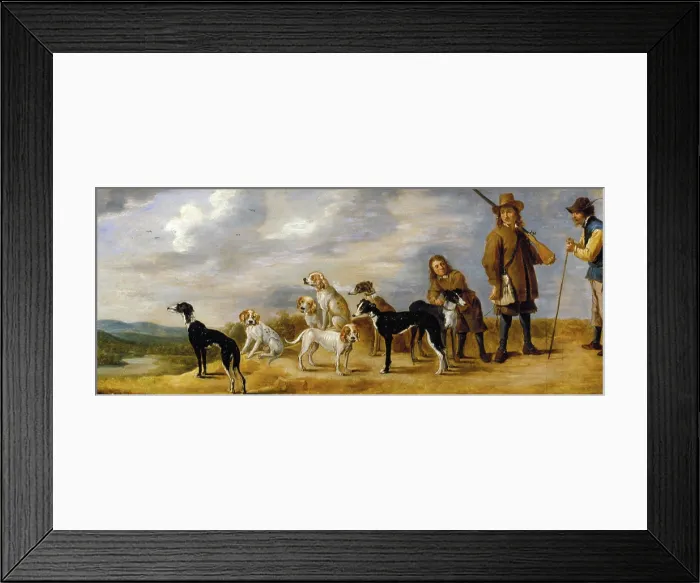 Framed Print : A Hunter with Eight Hounds, 17th century. Creator: Workshop of David Teniers the Younger Framed Print : A Hunter with Eight Hounds, 17th century. Creator: Workshop of David Teniers the Younger
