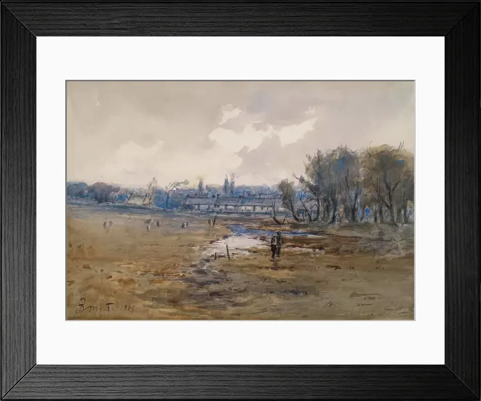 Framed Print : Landscape with Cottages and Figures, 1869. Creator: B Smith Framed Print : Landscape with Cottages and Figures, 1869. Creator: B Smith