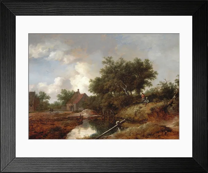 Framed Print : Path Leading to Farms by a Wooded Brook, c1645. Creator: Isaack Ruisdael Framed Print : Path Leading to Farms by a Wooded Brook, c1645. Creator: Isaack Ruisdael