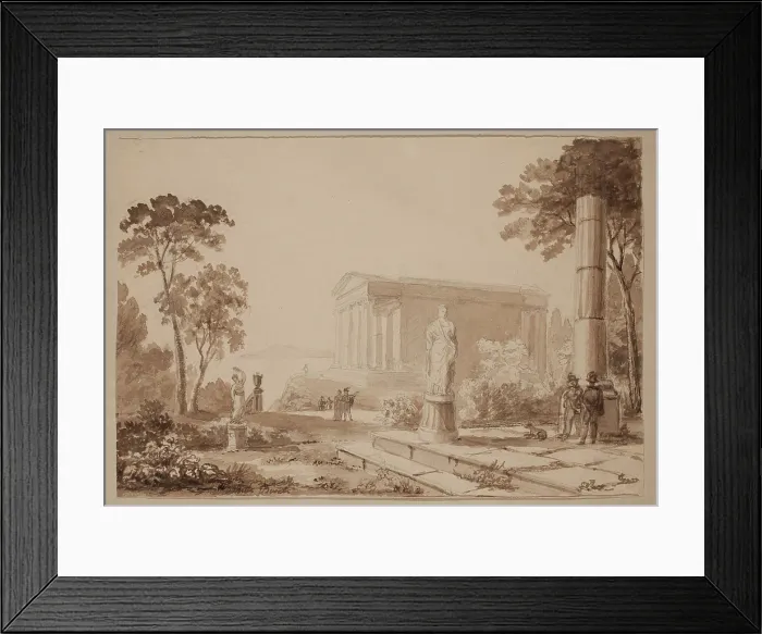 Framed Print : Figures in Classical Landscape, c1800-1850. Creator: Thomas Birch Framed Print : Figures in Classical Landscape, c1800-1850. Creator: Thomas Birch