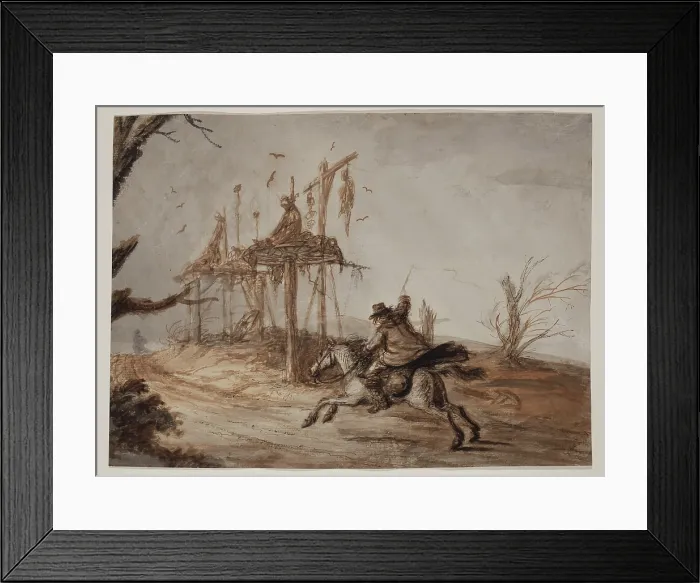 Framed Print : Horseman in a Landscape of Hanged and Gibbeted Men, c1800. Creator: Henry William Bunbury Framed Print : Horseman in a Landscape of Hanged and Gibbeted Men, c1800. Creator: Henry William Bunbury
