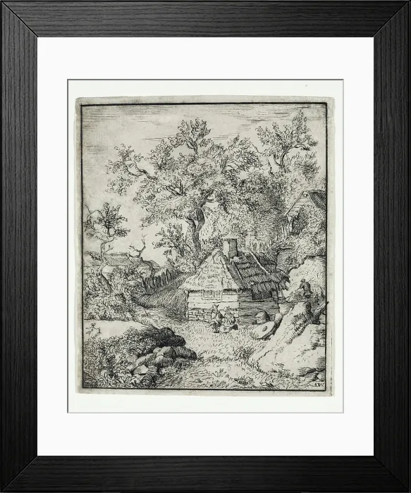 Framed Print : Landscape with a Millstone near a Cask, second half of 18th century. Creator: Unknown