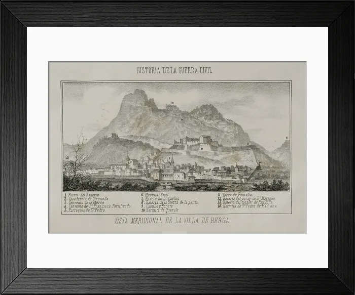 Framed Print : First Carlist War, (1833-1840): Southern view of the town of Berga, 1870. Creator: Unknown Framed Print : First Carlist War, (1833-1840): Southern view of the town of Berga, 1870. Creator: Unknown