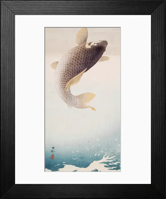 Framed Print : Leaping Carp, c1910. Creator: Ohara Koson