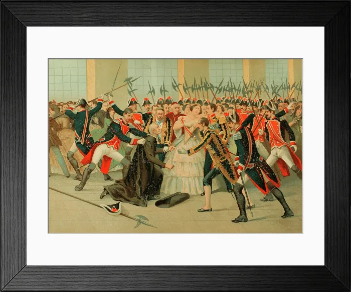 Framed Print : Regicide attempt by the priest Martin Merino Gomez against Queen Isabella II on 2 Feb 1852 (1893). Creator: Unknown Framed Print : Regicide attempt by the priest Martin Merino Gomez against Queen Isabella II on 2 Feb 1852 (1893). Creator: Unknown