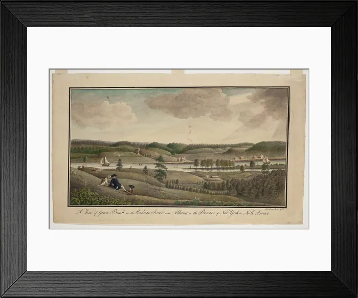 Framed Print : A View of Greenbush on the Hudsons River near Albany in the Province of New York, 1766. Creator: Thomas Davies