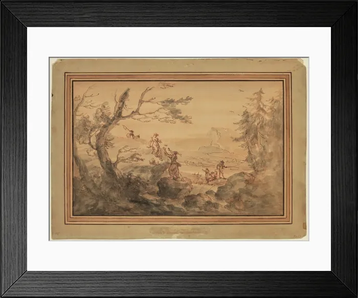 Framed Print : Landscape, 18th century. Creator: Francesco Zuccarelli Framed Print : Landscape, 18th century. Creator: Francesco Zuccarelli