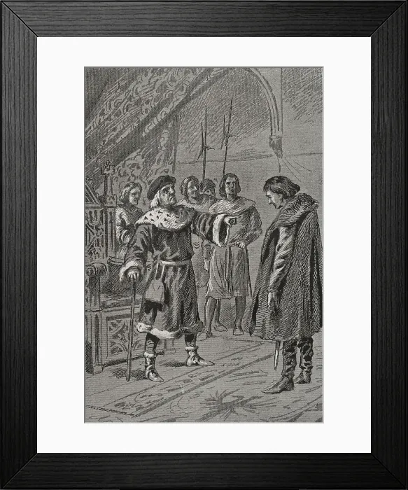 Framed Print : Prince Charles of Viana before his father, King John II of Aragon, in Lerida (Lleida), 1460 (1890). Creator: Unknown Framed Print : Prince Charles of Viana before his father, King John II of Aragon, in Lerida (Lleida), 1460 (1890). Creator: Unknown