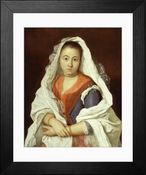 Framed Print : Portrait of a Young Woman, possibly 1740s. Creator: Unknown Framed Print : Portrait of a Young Woman, possibly 1740s. Creator: Unknown