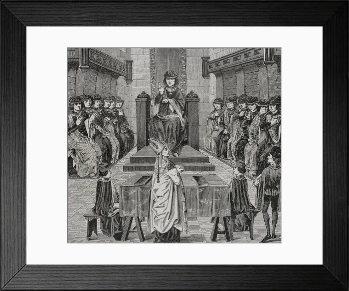 Framed Print : Chapter of the Order of the Golden Fleece held by Charles the Bold, (1433-1477), 1877. Creators: Claude-Francois Maradan, Jules Jean Marie Joseph Huyot Framed Print : Chapter of the Order of the Golden Fleece held by Charles the Bold, (1433-1477), 1877. Creators: Claude-Francois Maradan, Jules Jean Marie Joseph Huyot