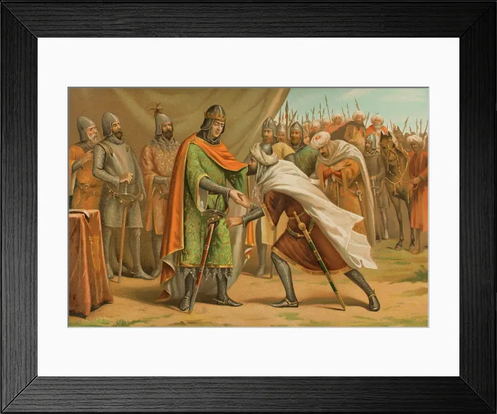 Framed Print : Muhammad I (1194-1273) kissing the hand of the King of Castile, March 1246, (1890). Creator: Unknown Framed Print : Muhammad I (1194-1273) kissing the hand of the King of Castile, March 1246, (1890). Creator: Unknown
