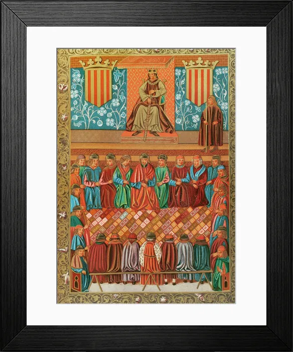 Framed Print : James I presiding over the Courts of Lerida on 3 March 1242, (1877). Creator: Unknown Framed Print : James I presiding over the Courts of Lerida on 3 March 1242, (1877). Creator: Unknown