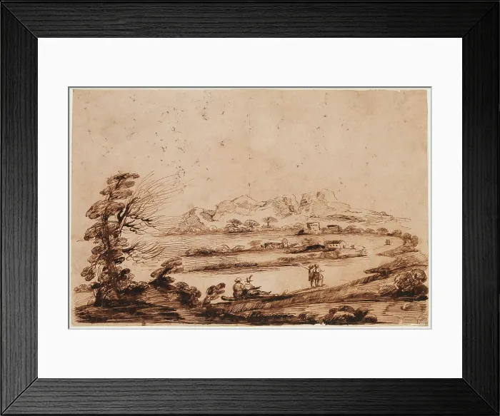 Framed Print : Landscape with Figures, 18th century. Creator: Unknown Framed Print : Landscape with Figures, 18th century. Creator: Unknown