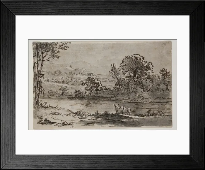 Framed Print : Landscape with River, between 1756 and 1810. Creator: Jean-Jacques de Boissieu Framed Print : Landscape with River, between 1756 and 1810. Creator: Jean-Jacques de Boissieu