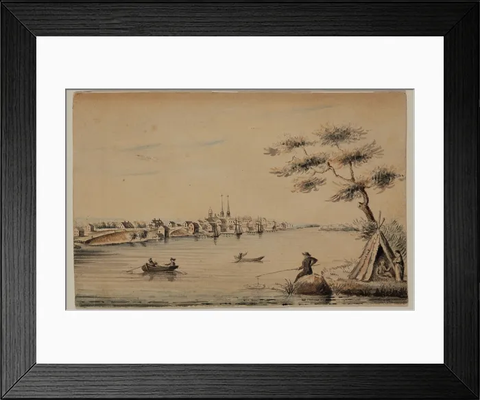 Framed Print : Detroit as Seen from the Canadian Shore in 1821, 1821. Creator: Alexander Macomb Framed Print : Detroit as Seen from the Canadian Shore in 1821, 1821. Creator: Alexander Macomb