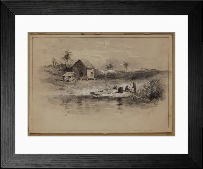 Framed Print : Floridian Homestead, Chocaliska Island, between 1860 and 1905. Creator: Robert Swain Gifford Framed Print : Floridian Homestead, Chocaliska Island, between 1860 and 1905. Creator: Robert Swain Gifford