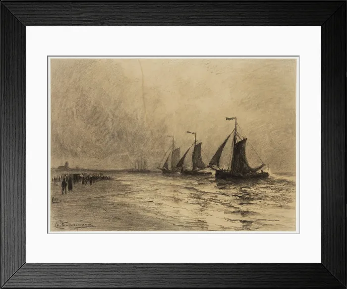 Framed Print : The Herring Fleet, Katwijk, c1860-1920. Creator: Carel Nicolaas Storm Framed Print : The Herring Fleet, Katwijk, c1860-1920. Creator: Carel Nicolaas Storm