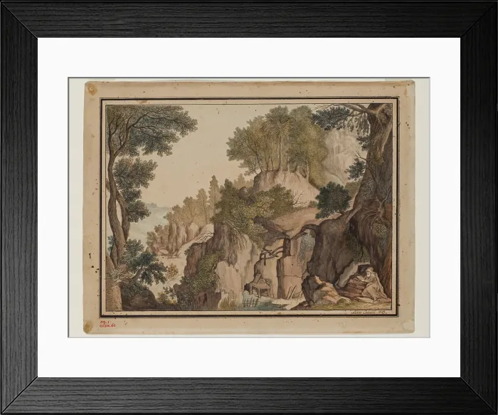 Framed Print : Fantastic Landscape with a Hermit, 1793. Creator: Felix Cavalli Framed Print : Fantastic Landscape with a Hermit, 1793. Creator: Felix Cavalli