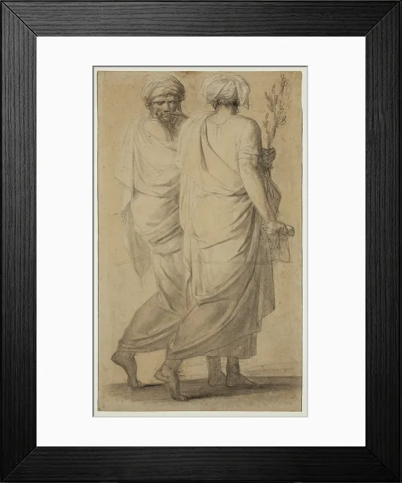 Framed Print : Two Standing Figures with Togas and Turbans, 19th century. Creator: Unknown Framed Print : Two Standing Figures with Togas and Turbans, 19th century. Creator: Unknown