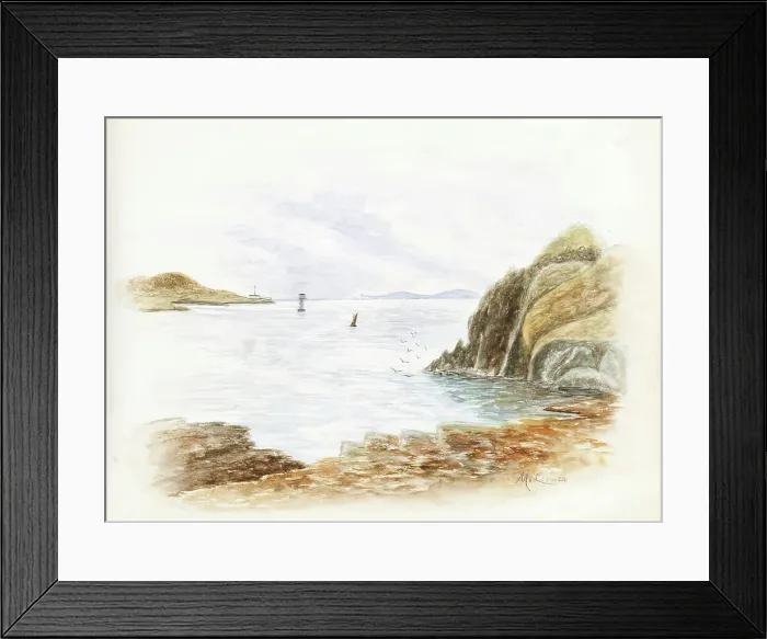 Framed Print : Sea view from Cliffs - from Gemmes de L'Art, a scrapbook of sketches by various... 1898-1920 Framed Print : Sea view from Cliffs - from Gemmes de L'Art, a scrapbook of sketches by various... 1898-1920