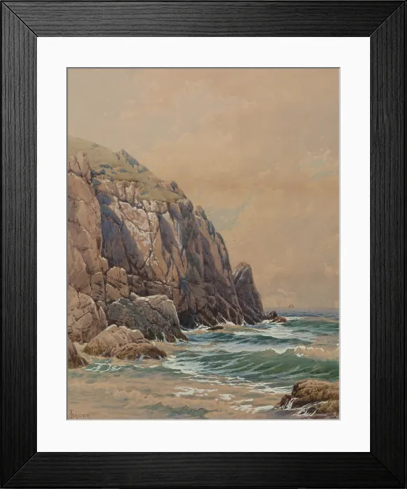 Framed Print : Coastal Scene, Cliffs and Sea, between 1860 and 1908. Creator: Alfred Thompson Bricher Framed Print : Coastal Scene, Cliffs and Sea, between 1860 and 1908. Creator: Alfred Thompson Bricher