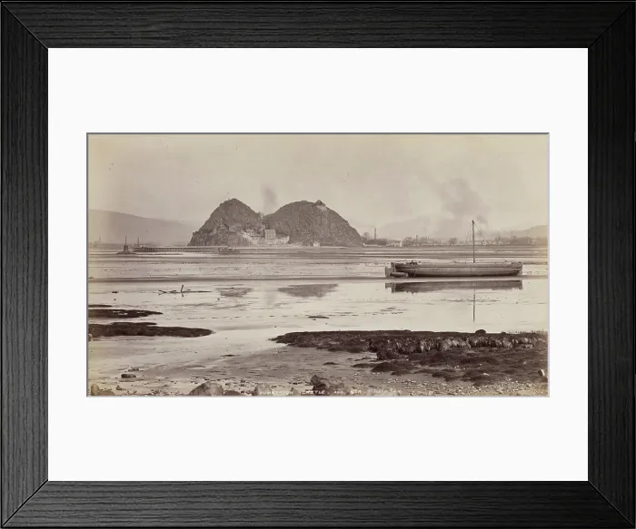 Framed Print : Dumbarton Castle and pier on the Clyde, between 1870 and 1880. Creator: James Valentine Framed Print : Dumbarton Castle and pier on the Clyde, between 1870 and 1880. Creator: James Valentine