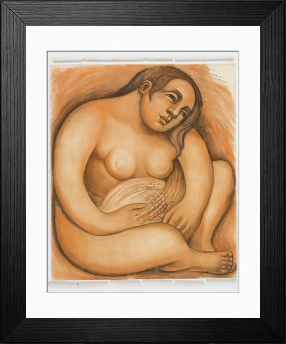 Framed Print : Woman Holding Grain, 1932. Creator: Diego Rivera Framed Print : Woman Holding Grain, 1932. Creator: Diego Rivera