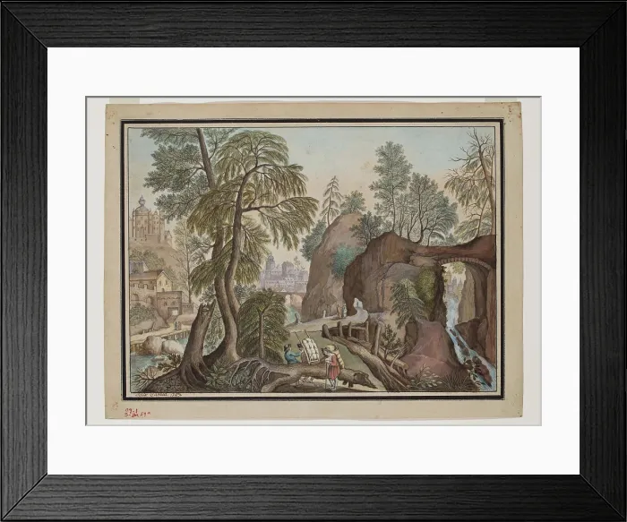 Framed Print : Fantastic Landscape with Peddlars, 1793. Creator: Felix Cavalli Framed Print : Fantastic Landscape with Peddlars, 1793. Creator: Felix Cavalli