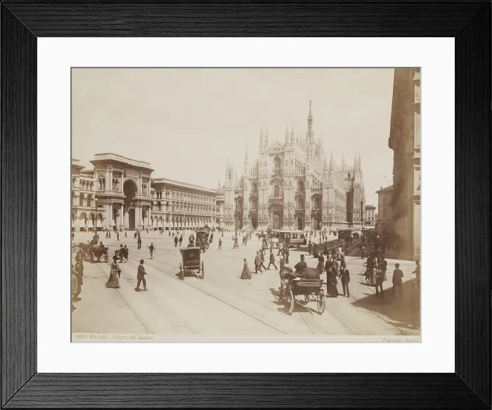 Framed Print : Piazza del Duomo, Milan, 19th century. Creator: Unknown Framed Print : Piazza del Duomo, Milan, 19th century. Creator: Unknown