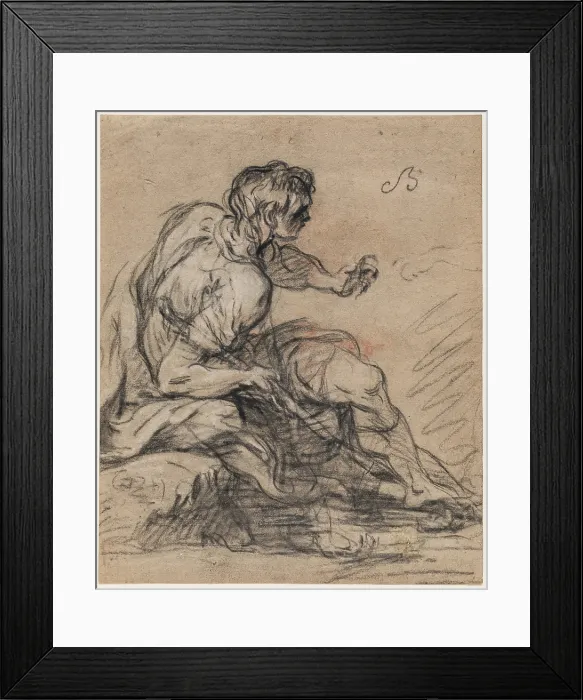 Framed Print : Seated Shepherd, 18th century. Creator: Unknown Framed Print : Seated Shepherd, 18th century. Creator: Unknown