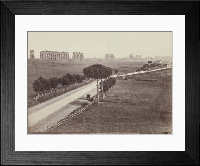 Framed Print : The Appian Way and Ruins of the Aqua Claudio, late 19th century. Creator: Unknown Framed Print : The Appian Way and Ruins of the Aqua Claudio, late 19th century. Creator: Unknown
