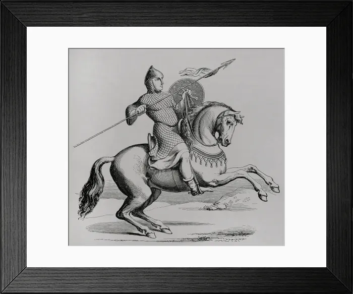 Framed Print : Knight wearing hauberk, Middle Ages, (1877). Creator: Unknown Framed Print : Knight wearing hauberk, Middle Ages, (1877). Creator: Unknown