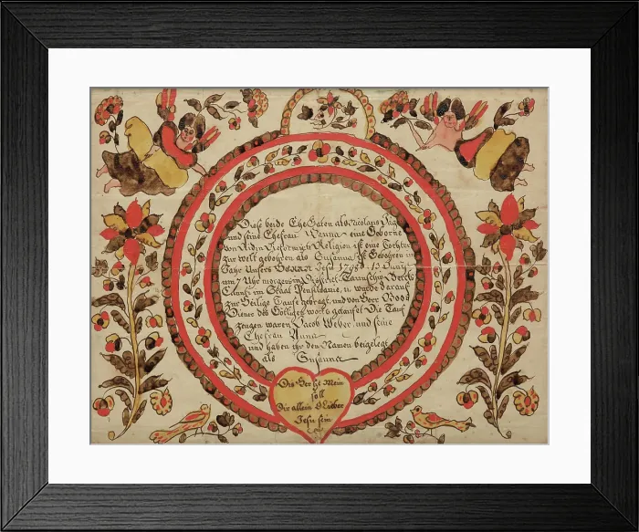 Framed Print : Birth and Baptismal Certificate of Suzanna Jager, 1798. Creator: Unknown Framed Print : Birth and Baptismal Certificate of Suzanna Jager, 1798. Creator: Unknown