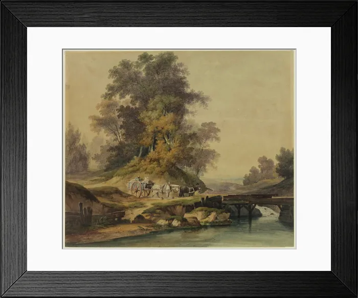 Framed Print : Morning (A Wooded River Landscape), 19th century. Creator: Unknown Framed Print : Morning (A Wooded River Landscape), 19th century. Creator: Unknown
