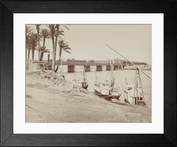 Framed Print : Kasr-en-Nil Bridge Looking East over the Nile, 19th century. Creator: Zangaki Framed Print : Kasr-en-Nil Bridge Looking East over the Nile, 19th century. Creator: Zangaki
