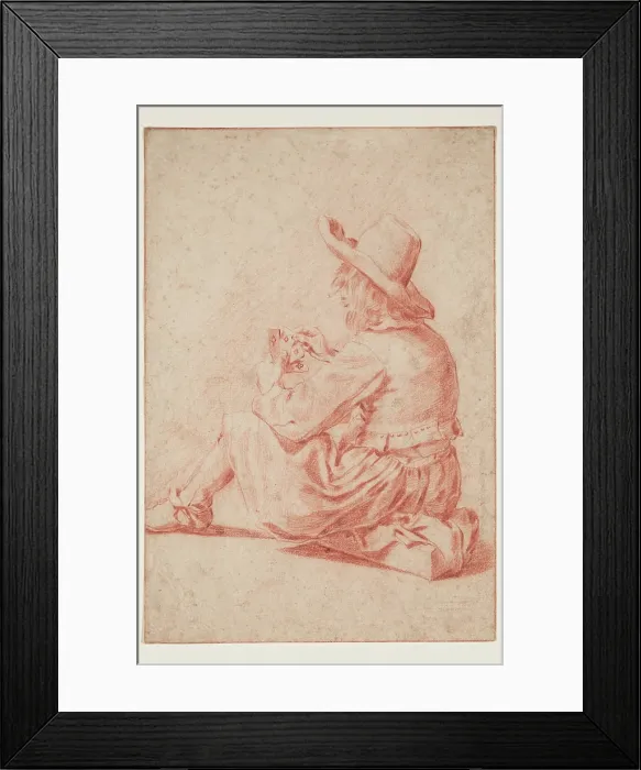 Framed Print : A Young Man Playing Cards, 17th century. Creator: Gerard Terborch II Framed Print : A Young Man Playing Cards, 17th century. Creator: Gerard Terborch II