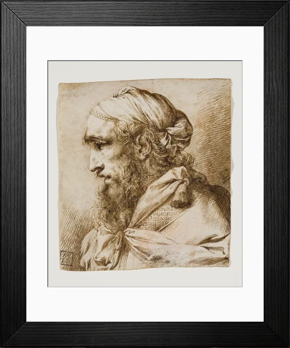 Framed Print : Bust of a Bearded Man with a Turban, 18th century. Creator: Unknown Framed Print : Bust of a Bearded Man with a Turban, 18th century. Creator: Unknown