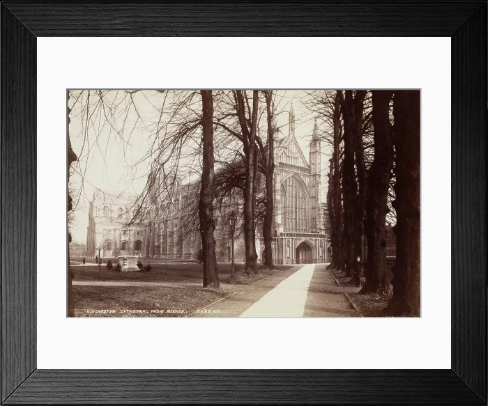 Framed Print : Winchester Cathedral from the Avenue, between 1870 and 1880. Creator: James Valentine Framed Print : Winchester Cathedral from the Avenue, between 1870 and 1880. Creator: James Valentine