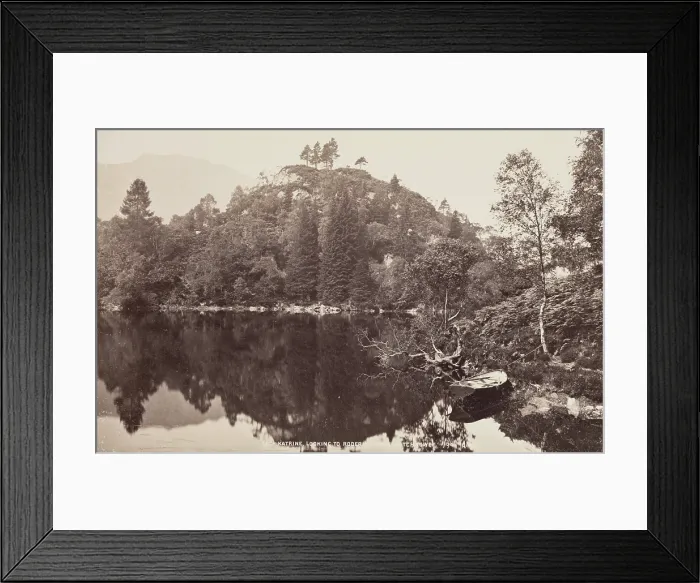 Framed Print : Loch Katrine, looking to Roderick Dhu's Watch Tower, between 1870 and 1880 Framed Print : Loch Katrine, looking to Roderick Dhu's Watch Tower, between 1870 and 1880