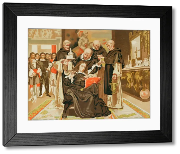 Framed Print : Charles II at the moment of exorcism, 1890. Creator: Unknown Framed Print : Charles II at the moment of exorcism, 1890. Creator: Unknown