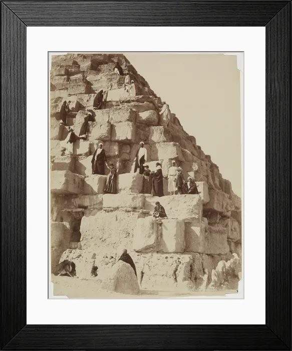 Framed Print : Posing for Pictures on the Great Pyramid at Giza, between 1860 and 1900. Creator: Zangaki Framed Print : Posing for Pictures on the Great Pyramid at Giza, between 1860 and 1900. Creator: Zangaki