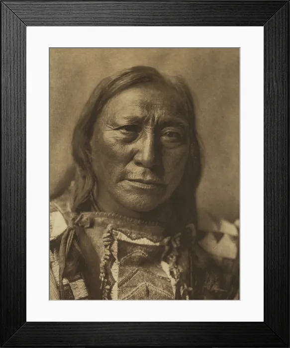 Framed Print : Hollow Horn Bear, 1907. Creator: Edward Sheriff Curtis