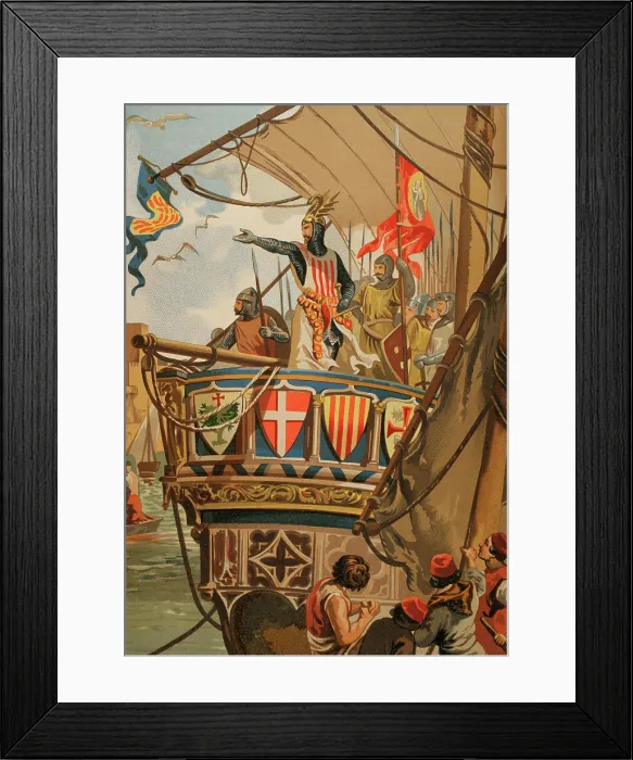 Framed Print : Departure of James I for the conquest of Majorca, (1208-1276), 1229, (1890). Creator: Unknown Framed Print : Departure of James I for the conquest of Majorca, (1208-1276), 1229, (1890). Creator: Unknown