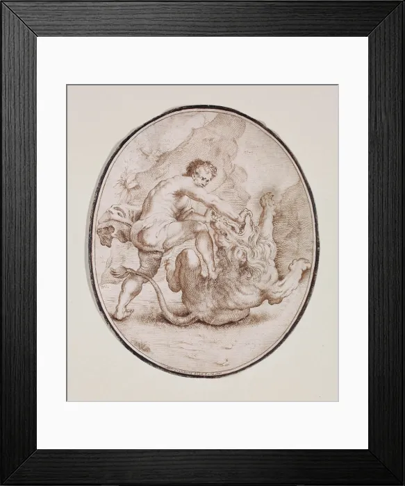 Framed Print : Hercules Slaying the Nemean Lion, between 1686 and 1724. Creator: Felice Cignani Framed Print : Hercules Slaying the Nemean Lion, between 1686 and 1724. Creator: Felice Cignani