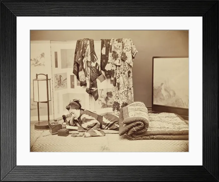 Framed Print : Reclining Woman Reading, c1885. Creator: Unknown Framed Print : Reclining Woman Reading, c1885. Creator: Unknown