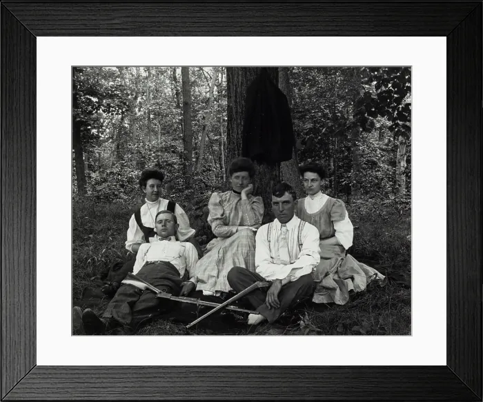 Framed Print : Untitled (Three Women, Two Men), c1900, printed c1980. Creator: Unknown Framed Print : Untitled (Three Women, Two Men), c1900, printed c1980. Creator: Unknown