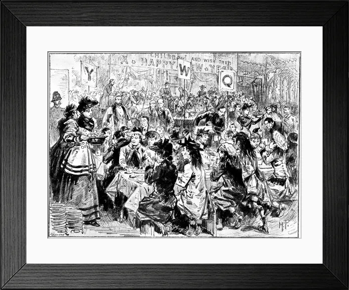 Framed Print : Banquet to fifteen hundred waifs at the Guildhall, 1895. Creator: George Meisenbach Framed Print : Banquet to fifteen hundred waifs at the Guildhall, 1895. Creator: George Meisenbach